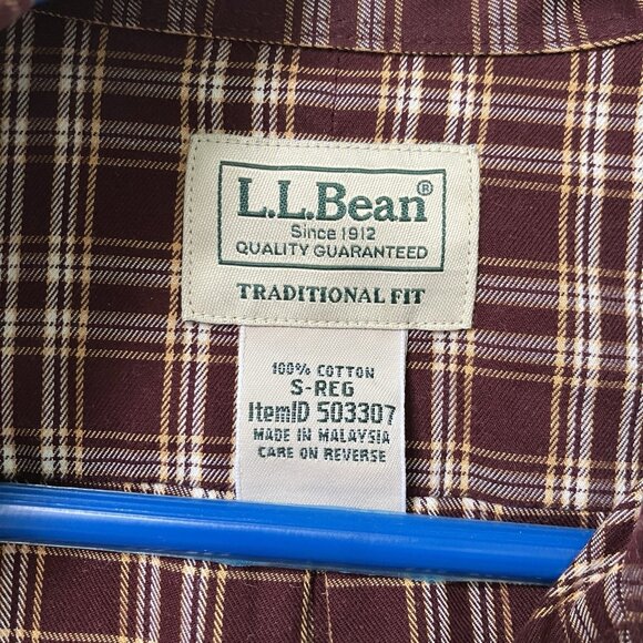 L.L. Bean Shirt Mens S Red Plaid Traditional Fit Button Up Outdoor Gorpcore - Picture 2 of 7